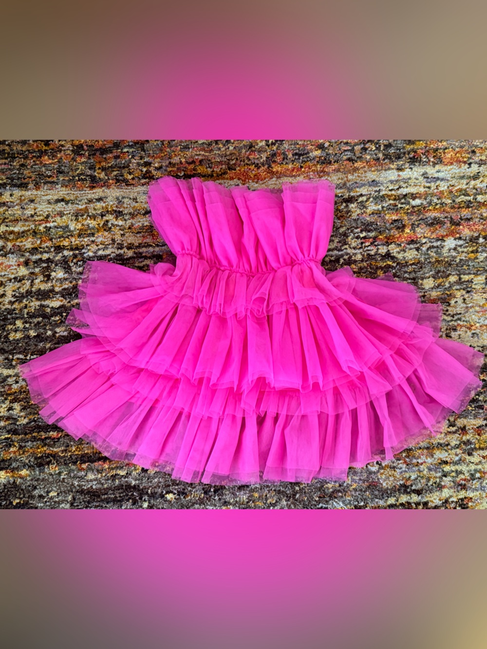 FAB! Altar'd State Bright Hot Pink Tulle Layered Mini Dress S Barbie